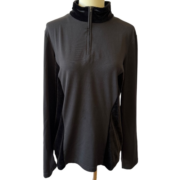 ELIZABETH CROSSLEY 1/4 ZIP TOP VELVET BLD ATHLETIC CASUAL ATHEISURE WEEKEND LG - Picture 1 of 11
